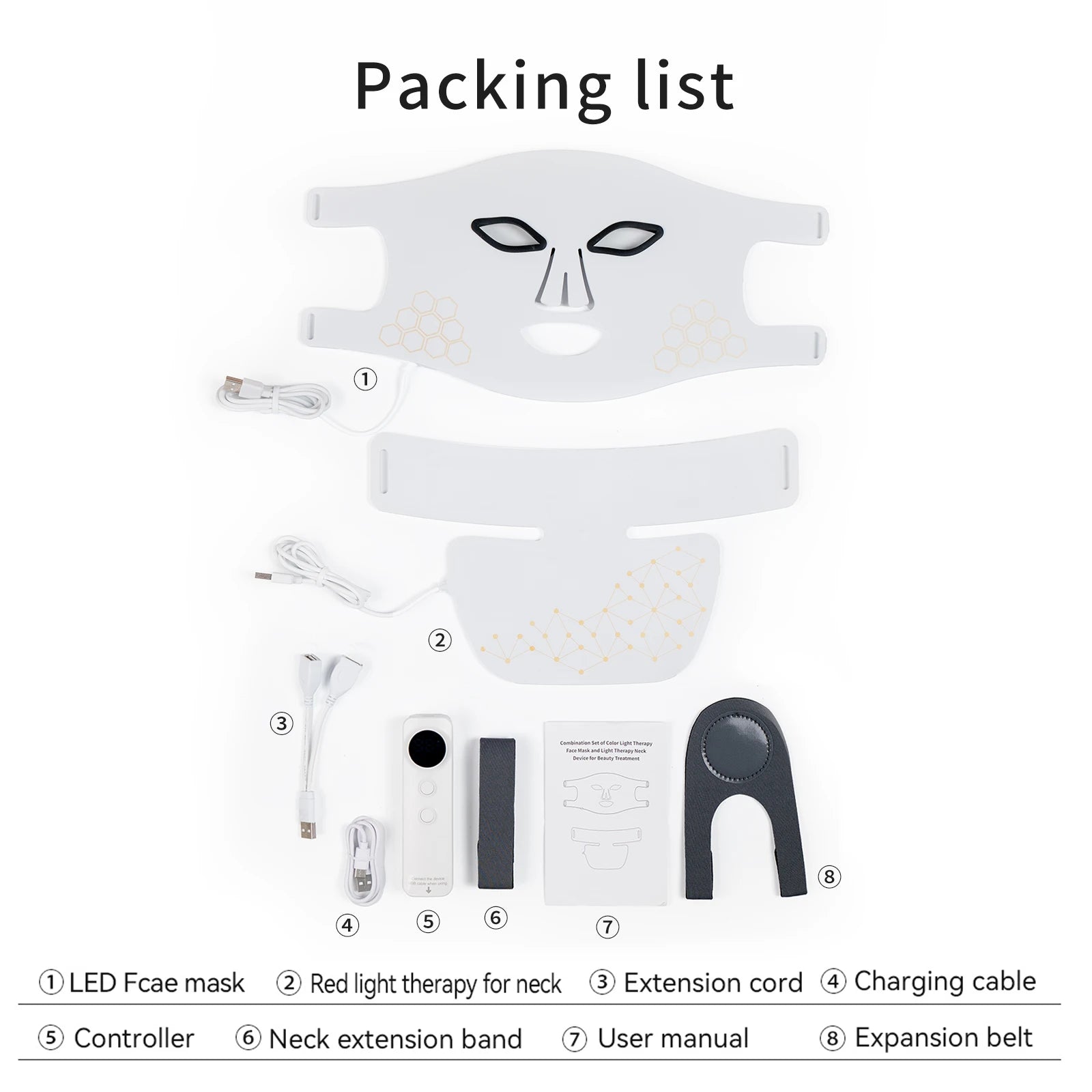 Hello Face Rechargeable Red Light Therapy Mask for Face & Neck Infrared LED Mask Skincare Device for Glowing Skin