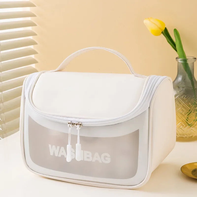 Cosmetic Bag Large Capacity PVC Waterproof Transparent Bag Outdoor Travel Wash Makeup Brush Storage Bag