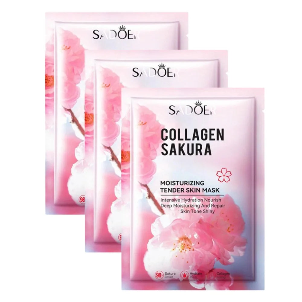 Sakura Collagen Face Mask Moisturizing Lifting Firming Essence Reduces Wrinkles Fine Lines Brighten Facial Mask Beauty Skin Care