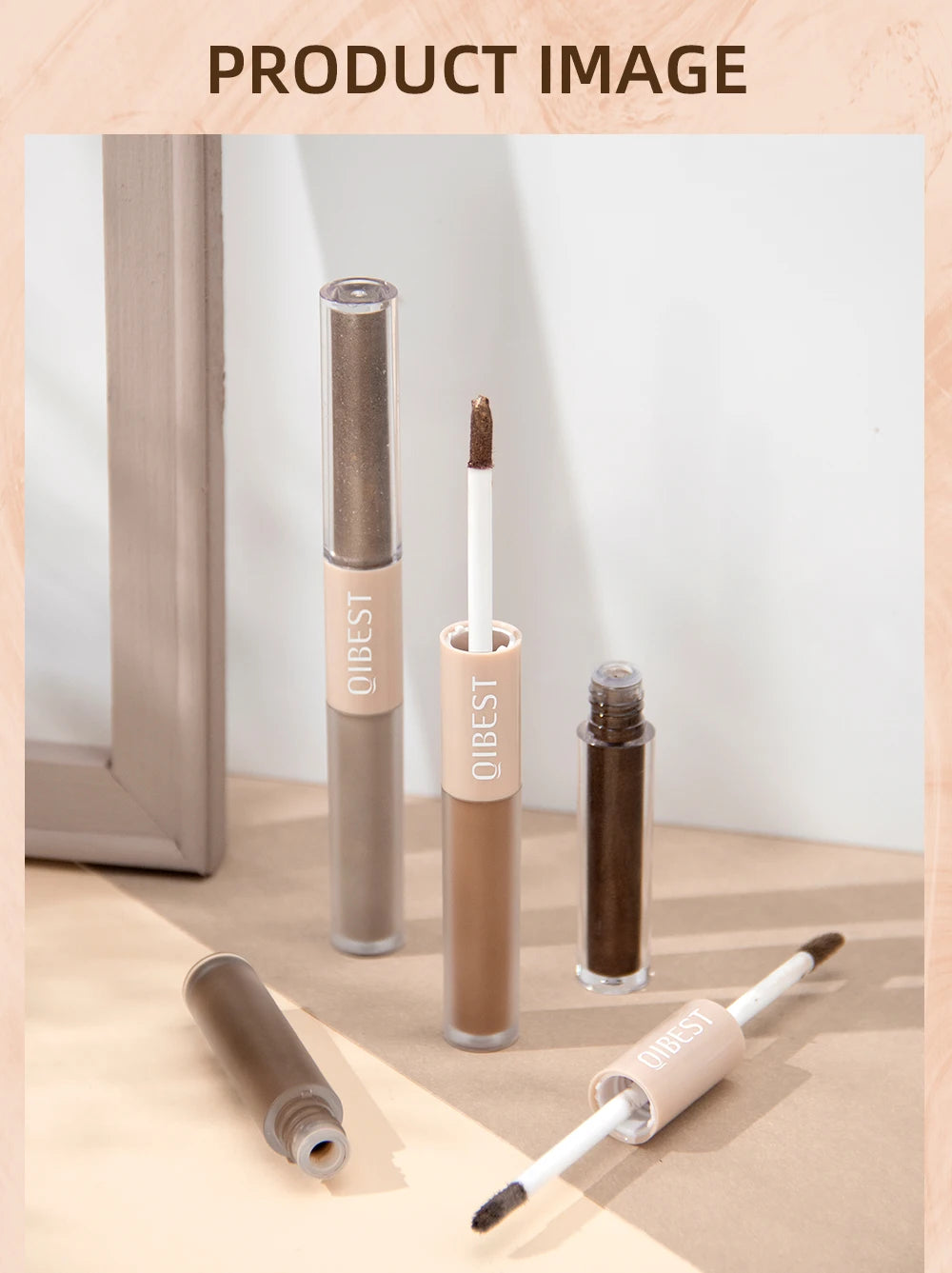 QIBEST Double End Glitter Matte Eye shadow Stick Pencil Eyeshadow Makeup Waterproof Bicolor Shimmer Cosmetics Beauty Makeup Tool