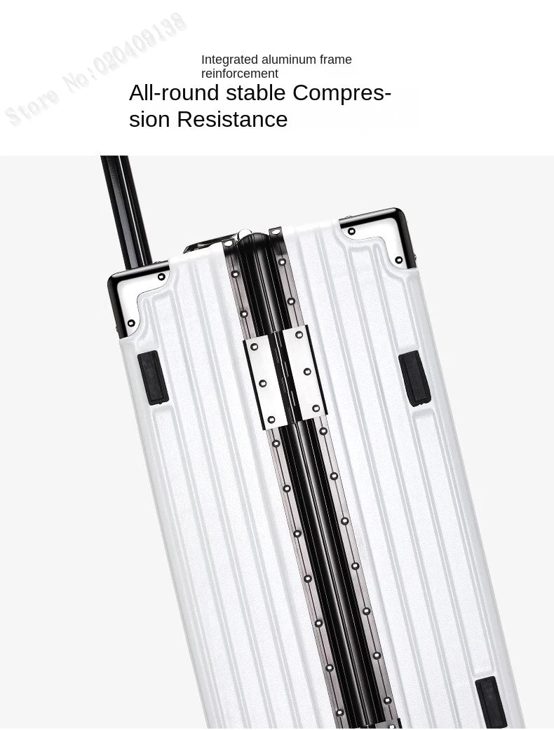 New Aluminum Frame Luggage 20/22/24/26/28 Inch Student Trolley Case Sturdy PC Materia Large Capacity Suitcase on Wheels