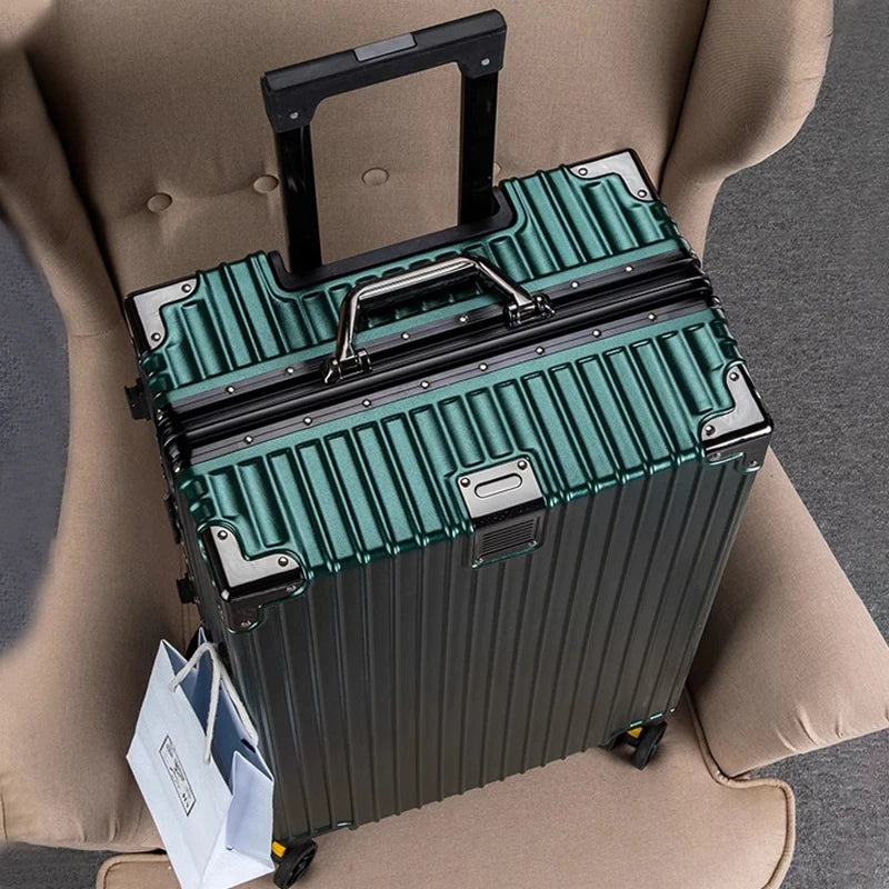 New Aluminum Frame Luggage 20/22/24/26/28 Inch Student Trolley Case Sturdy PC Materia Large Capacity Suitcase on Wheels