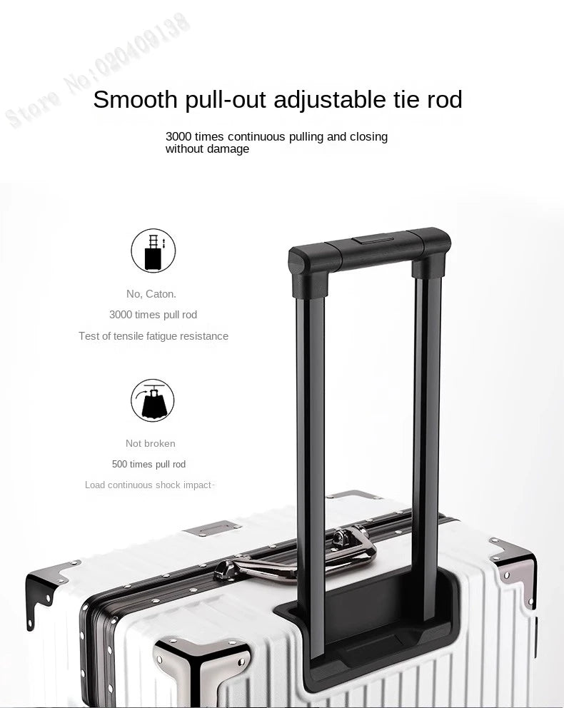 New Aluminum Frame Luggage 20/22/24/26/28 Inch Student Trolley Case Sturdy PC Materia Large Capacity Suitcase on Wheels