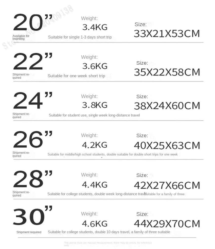 New Aluminum Frame Luggage 20/22/24/26/28 Inch Student Trolley Case Sturdy PC Materia Large Capacity Suitcase on Wheels