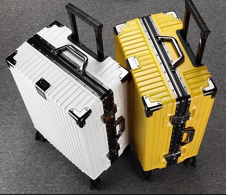 New Aluminum Frame Luggage 20/22/24/26/28 Inch Student Trolley Case Sturdy PC Materia Large Capacity Suitcase on Wheels