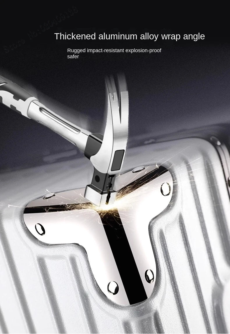 New Aluminum Frame Luggage 20/22/24/26/28 Inch Student Trolley Case Sturdy PC Materia Large Capacity Suitcase on Wheels
