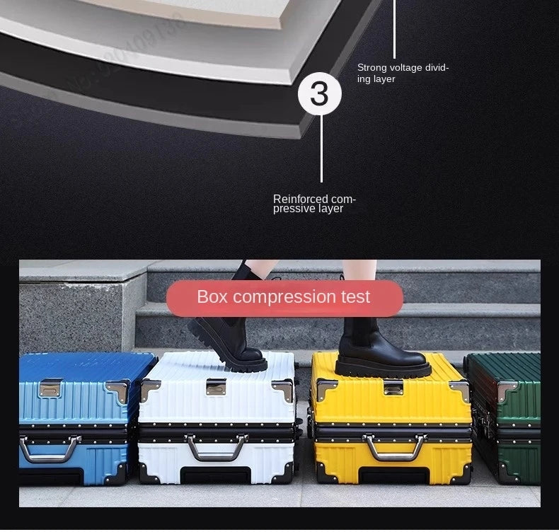 New Aluminum Frame Luggage 20/22/24/26/28 Inch Student Trolley Case Sturdy PC Materia Large Capacity Suitcase on Wheels