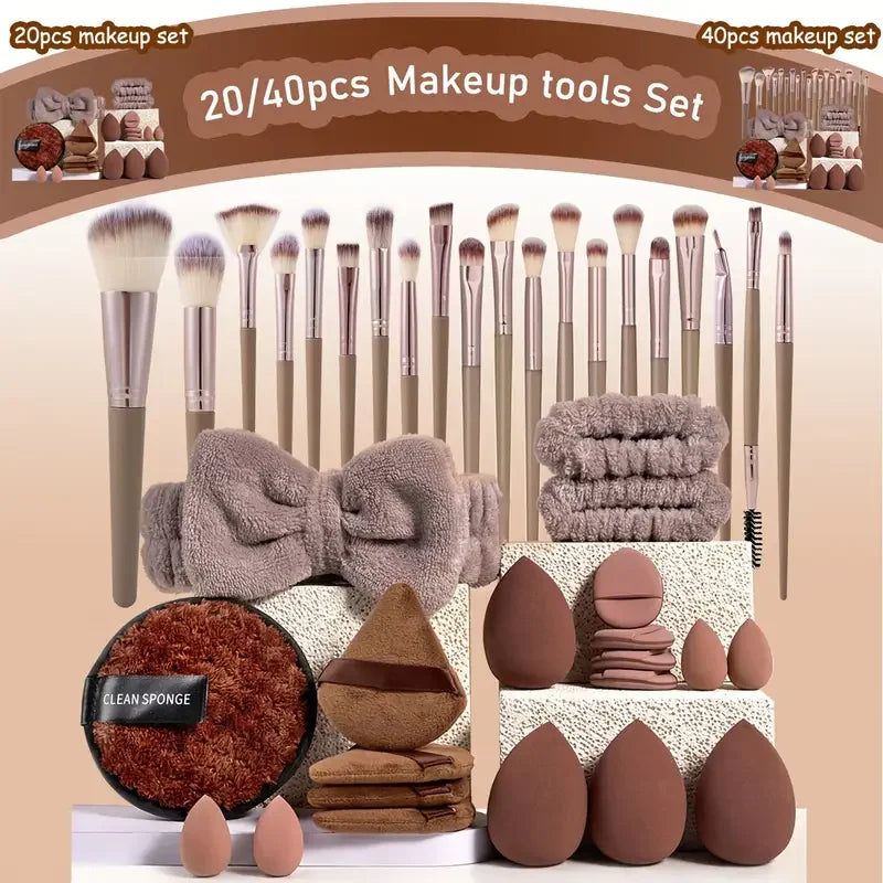 20/40 Pieces Makeup Tool Set, Makeup Brush Set, Full Set of Makeup Brushes Foundation Brushes Tool Set with Face Wash Tools