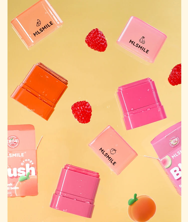 2-in-1 Flat Tube Fruit Blush & Lipstick Stick | Easy to Apply, Highlighter & Contour | Multi-Use Lip & Cheek Makeup