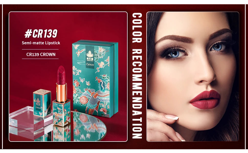 CATKIN Summer Palace Lipsticks Semi-Matte Lipstick Long Lasting for 24H，Lightweight Soft and Ultra Hydrating Lipsticks