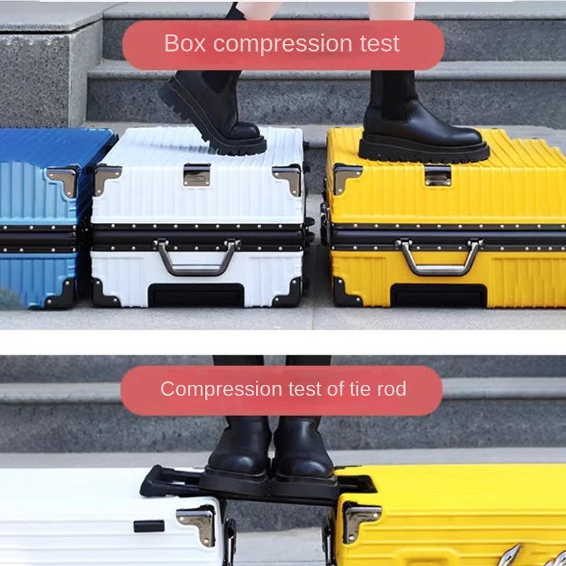 New Aluminum Frame Luggage 20/22/24/26/28 Inch Student Trolley Case Sturdy PC Materia Large Capacity Suitcase on Wheels