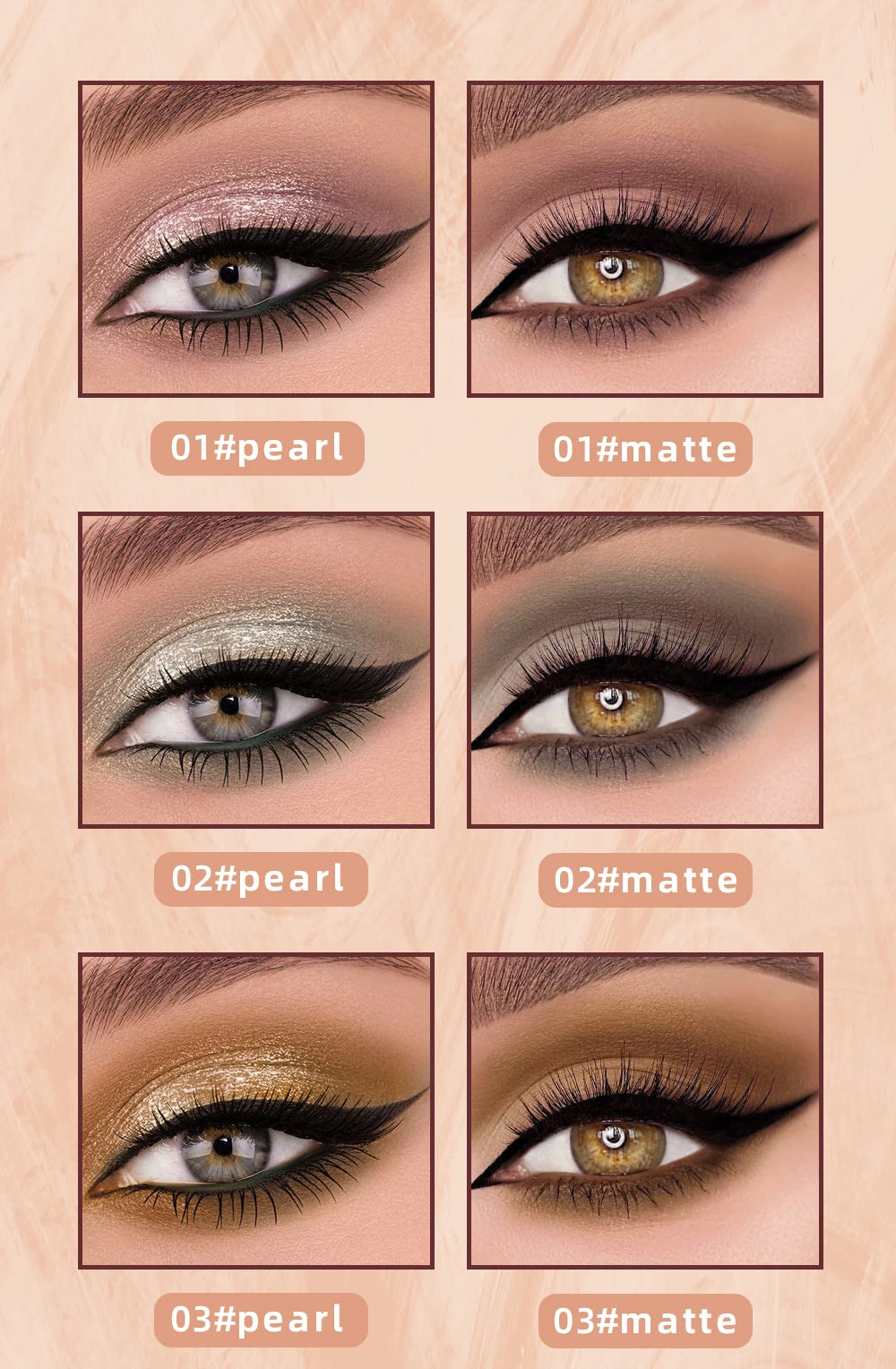 QIBEST Double End Glitter Matte Eye shadow Stick Pencil Eyeshadow Makeup Waterproof Bicolor Shimmer Cosmetics Beauty Makeup Tool