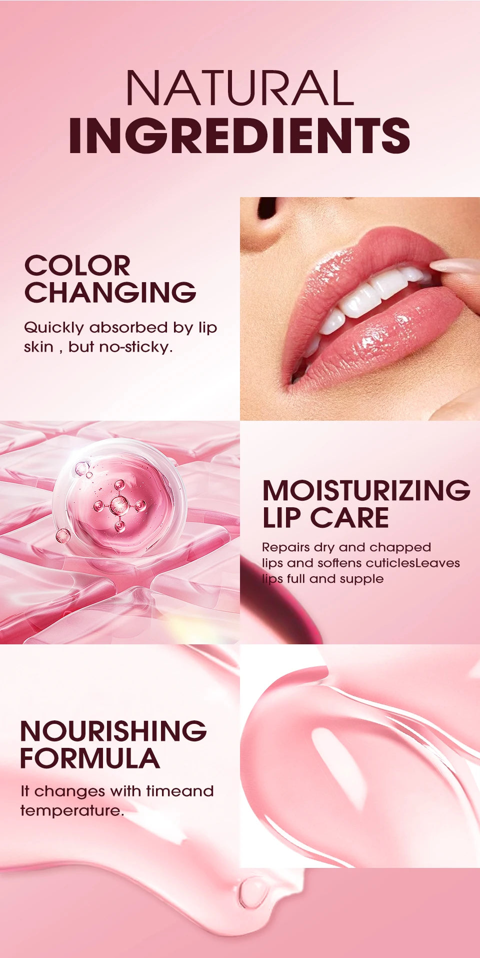 Aloe Vera Color-Changing Lip Gloss | Temperature-Sensitive, Moisturizing & Hydrating Formula | Nourishing Lip Tint for Soft Lips