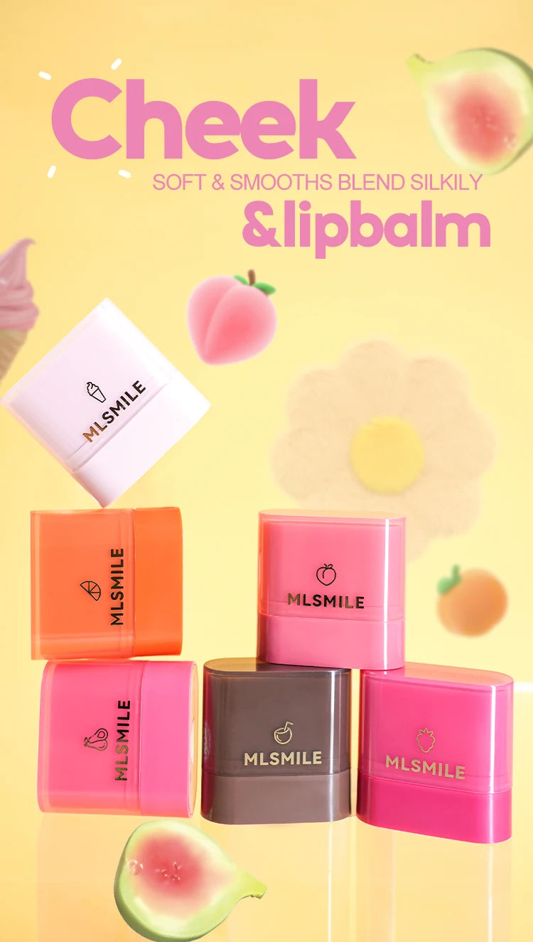 2-in-1 Flat Tube Fruit Blush & Lipstick Stick | Easy to Apply, Highlighter & Contour | Multi-Use Lip & Cheek Makeup