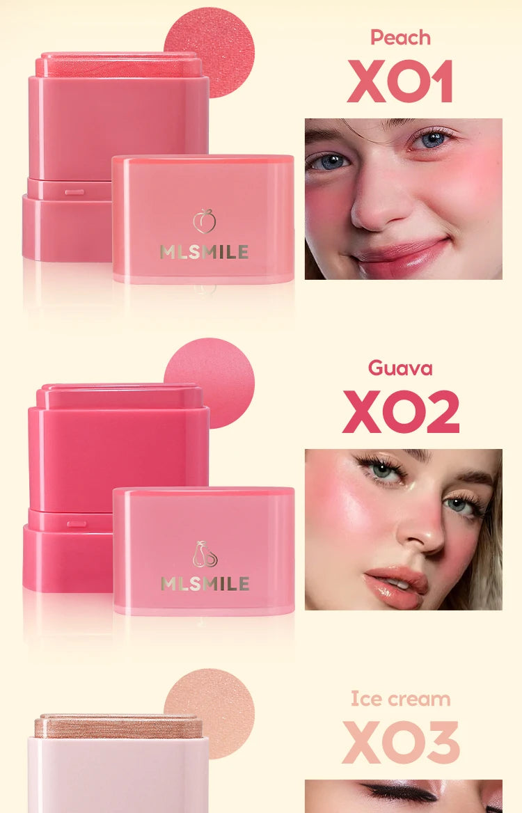 2-in-1 Flat Tube Fruit Blush & Lipstick Stick | Easy to Apply, Highlighter & Contour | Multi-Use Lip & Cheek Makeup