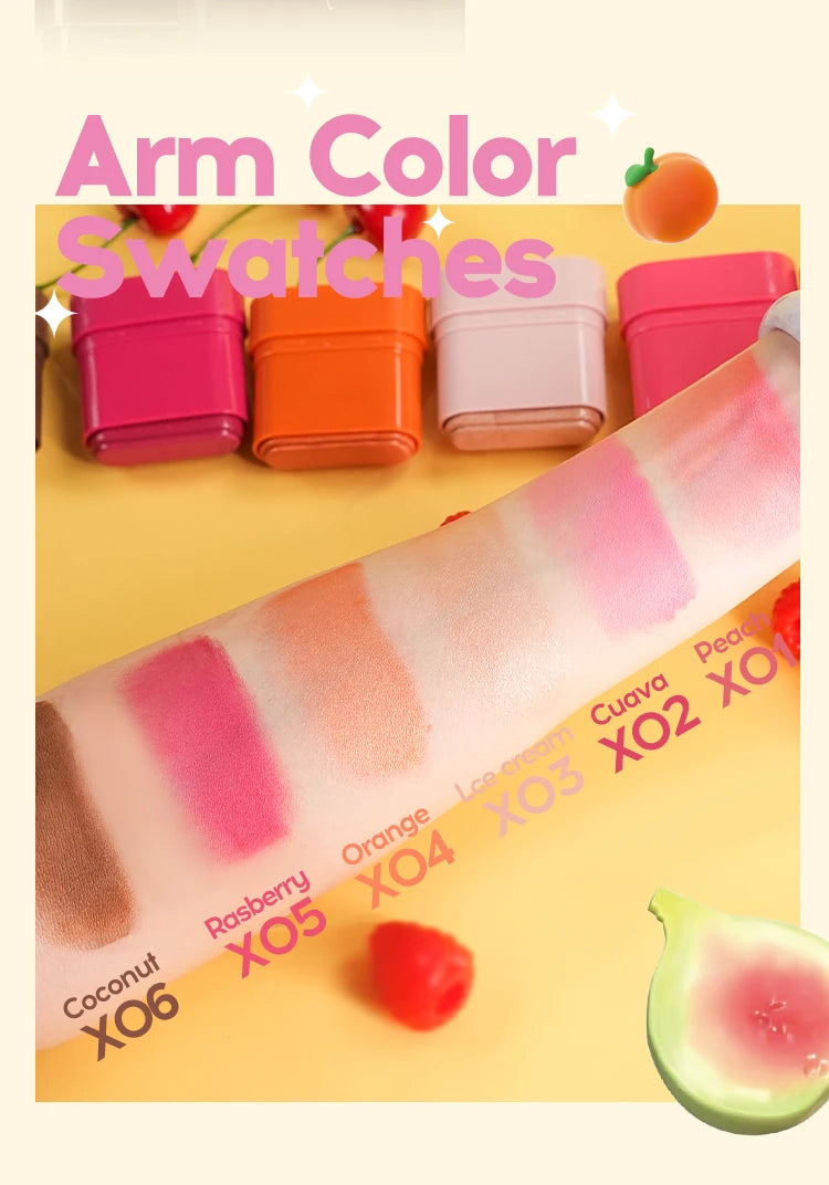 2-in-1 Flat Tube Fruit Blush & Lipstick Stick | Easy to Apply, Highlighter & Contour | Multi-Use Lip & Cheek Makeup