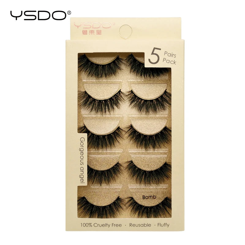 YSDO 5 pairs eyelashes makeup mink strip lashes dramatic eyelashes faux cils natural false eyelashes extension 3d mink eyelashes