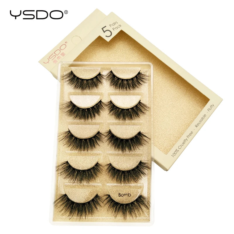 YSDO 5 pairs eyelashes makeup mink strip lashes dramatic eyelashes faux cils natural false eyelashes extension 3d mink eyelashes