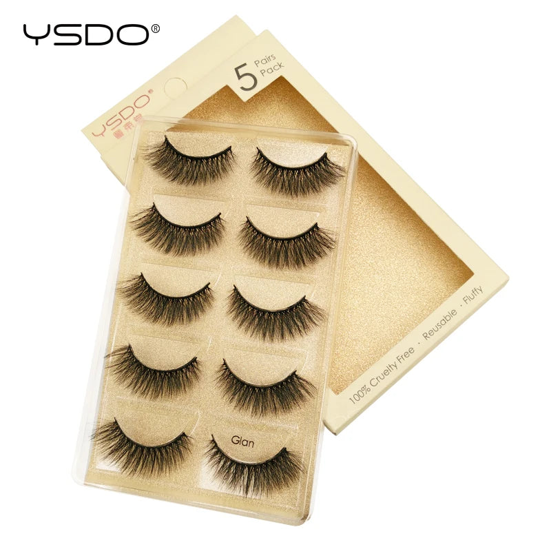 YSDO 5 pairs eyelashes makeup mink strip lashes dramatic eyelashes faux cils natural false eyelashes extension 3d mink eyelashes