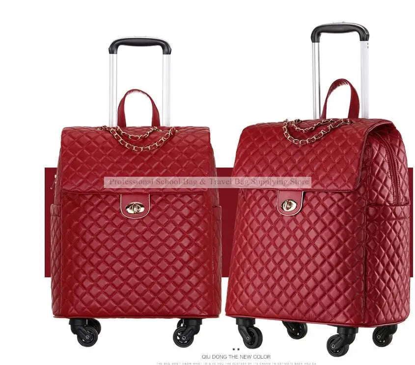 2020 New travel rolling bag for women PU baggage bag Women Wheeled Luggage bag Cabin Trolley Bag on wheels Trolley Suitcase