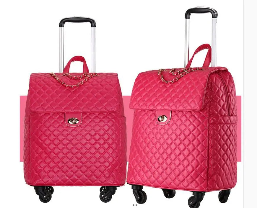 2020 New travel rolling bag for women PU baggage bag Women Wheeled Luggage bag Cabin Trolley Bag on wheels Trolley Suitcase