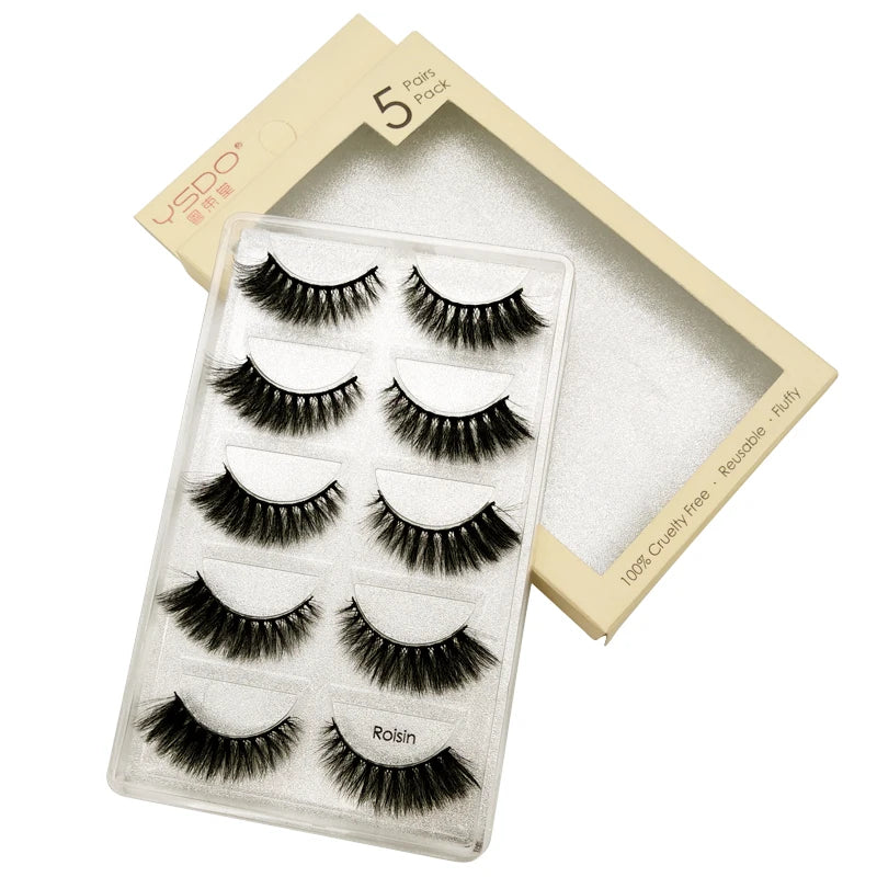 YSDO 3/5 Pairs 3D Mink False EyeLashes Winged Lashes Thick EyeLashes Makeup Fake EyeLashes Volume Lash Dramatic Mink EyeLashes