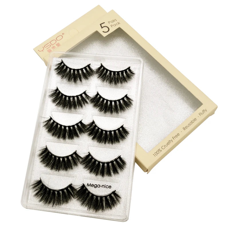 YSDO 3/5 Pairs 3D Mink False EyeLashes Winged Lashes Thick EyeLashes Makeup Fake EyeLashes Volume Lash Dramatic Mink EyeLashes