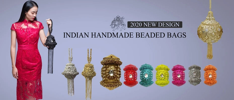 DOYUTIG Brand Indian's Handmade Bead Flower Tote Bag  Embroidery Beads Diagonal Handbag Vintage Party Single Shoulder Bag N021