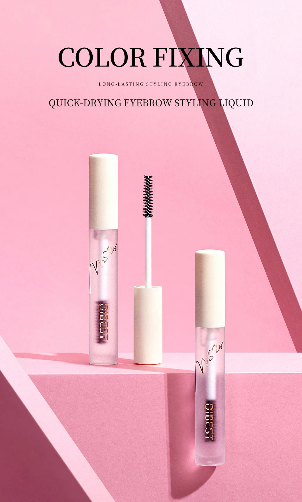 QIBEST Transparent Eyebrow Pomade Brow Natural Waterproof Long Lasting Creamy Texture Tinted Sculpted Brow Gel Set With Brush