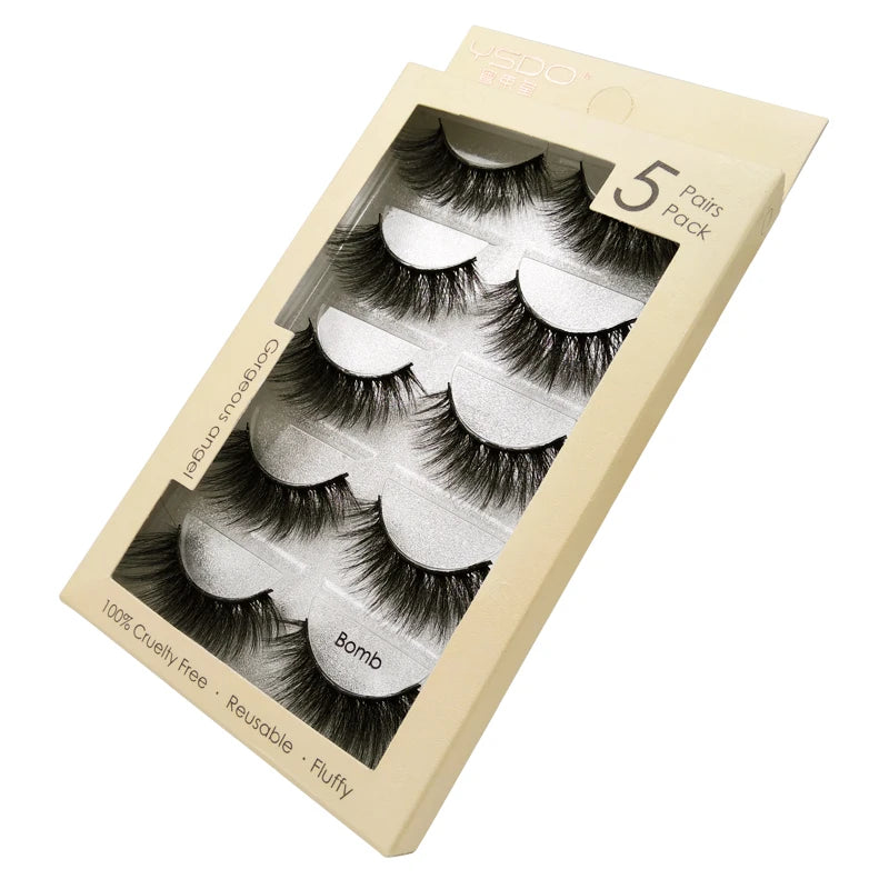 YSDO 3/5 Pairs 3D Mink False EyeLashes Winged Lashes Thick EyeLashes Makeup Fake EyeLashes Volume Lash Dramatic Mink EyeLashes