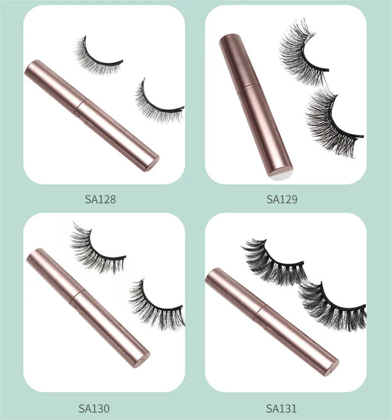3D Magnetic Eyelashes Set Waterproof Lasting Naturally Magnetic Eyeliner Magnet Eyelashes Makeup Extension False Eyelashes Kit