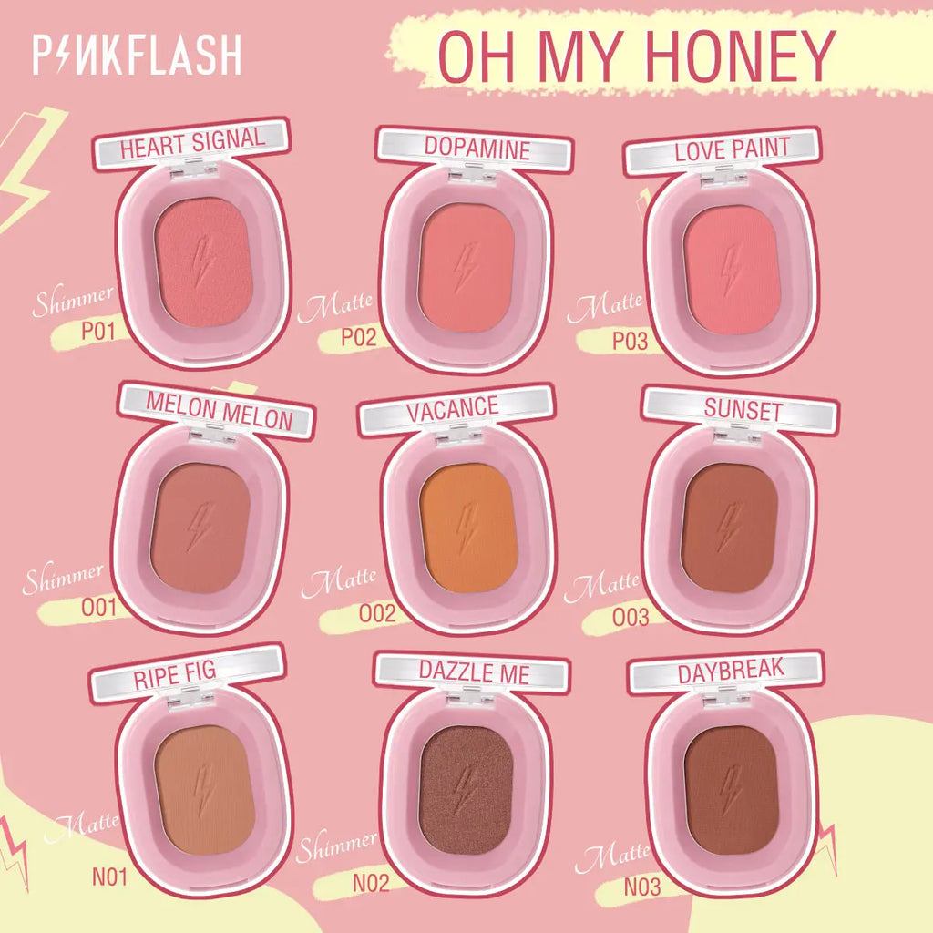 PINKFLASH Makeup Blush Matte Sun-Finish Long Lasting Face Blusher Contour Powder Beauty Peach Pink Korean Makeup Blush