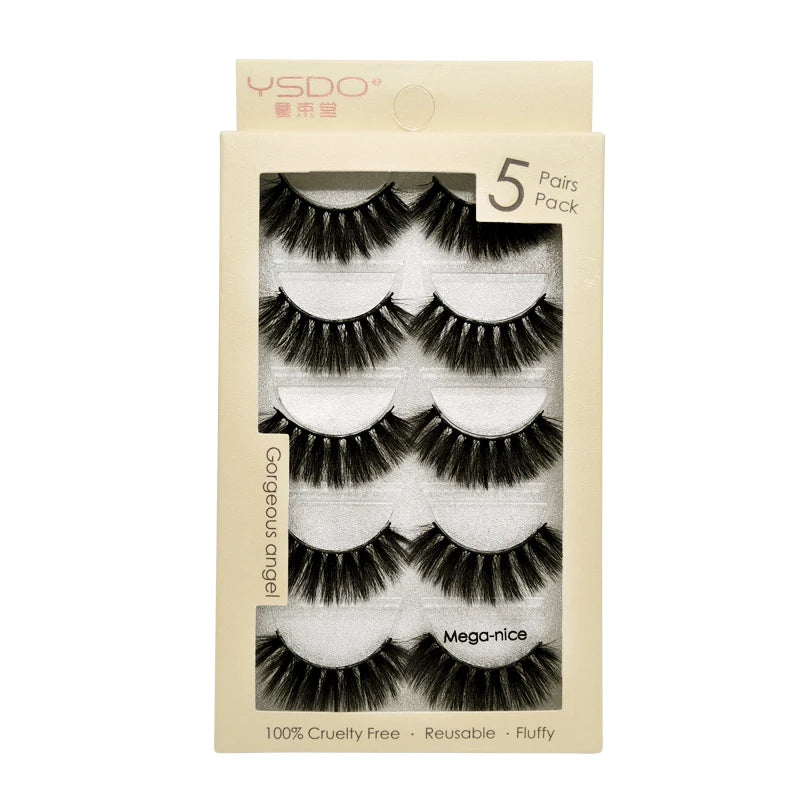 YSDO 3/5 Pairs 3D Mink False EyeLashes Winged Lashes Thick EyeLashes Makeup Fake EyeLashes Volume Lash Dramatic Mink EyeLashes