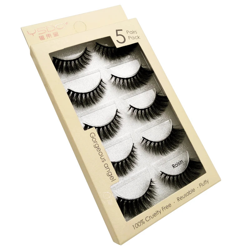 YSDO 3/5 Pairs 3D Mink False EyeLashes Winged Lashes Thick EyeLashes Makeup Fake EyeLashes Volume Lash Dramatic Mink EyeLashes