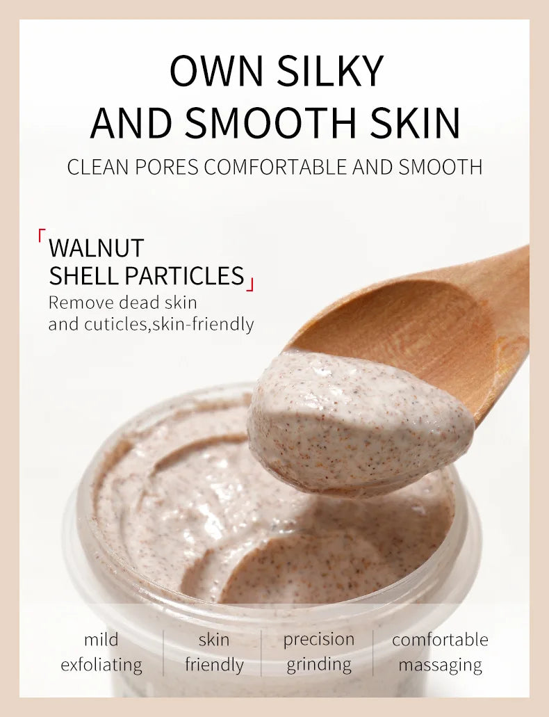 Shea Butter Exfoliating Scrub Cream Face Body Deep Pores Avocado Smooth Treatment Cleansing Wash Peach Acne Face Whitening