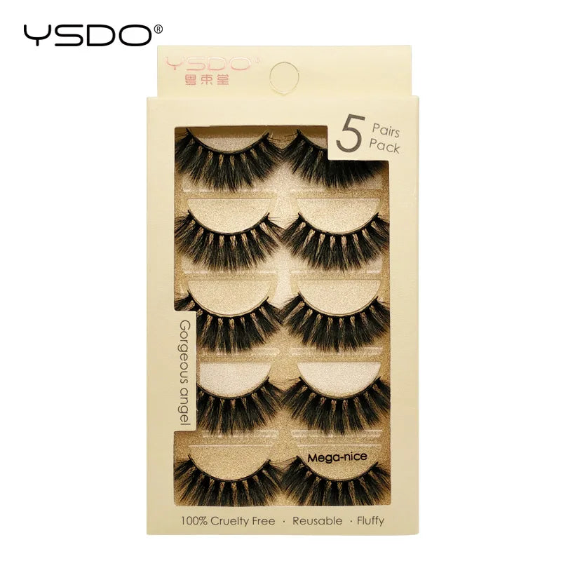 YSDO 5 pairs eyelashes makeup mink strip lashes dramatic eyelashes faux cils natural false eyelashes extension 3d mink eyelashes