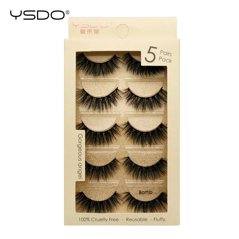 YSDO 5 pairs eyelashes makeup mink strip lashes dramatic eyelashes faux cils natural false eyelashes extension 3d mink eyelashes