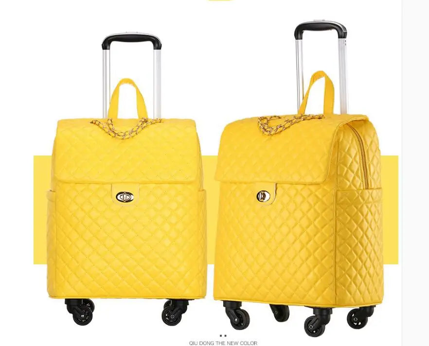 2020 New travel rolling bag for women PU baggage bag Women Wheeled Luggage bag Cabin Trolley Bag on wheels Trolley Suitcase