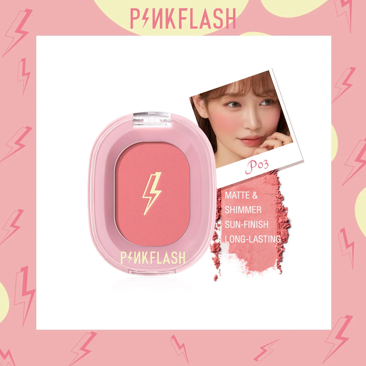 PINKFLASH Makeup Blush Matte Sun-Finish Long Lasting Face Blusher Contour Powder Beauty Peach Pink Korean Makeup Blush
