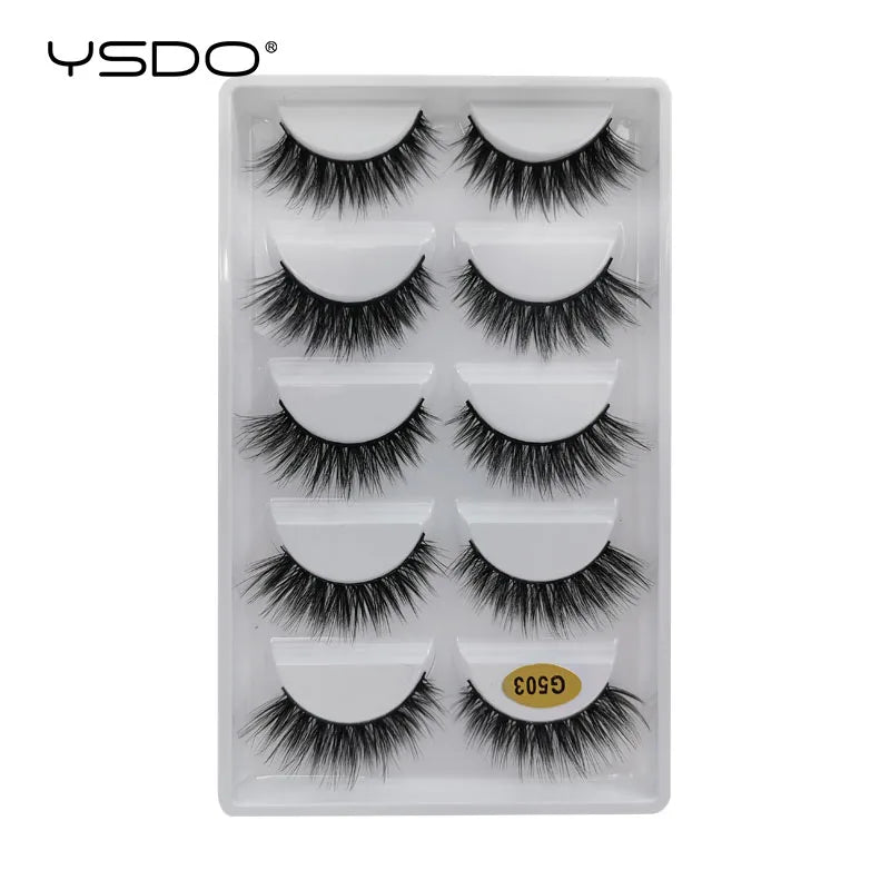 YSDO 5 pairs eyelashes makeup mink strip lashes dramatic eyelashes faux cils natural false eyelashes extension 3d mink eyelashes