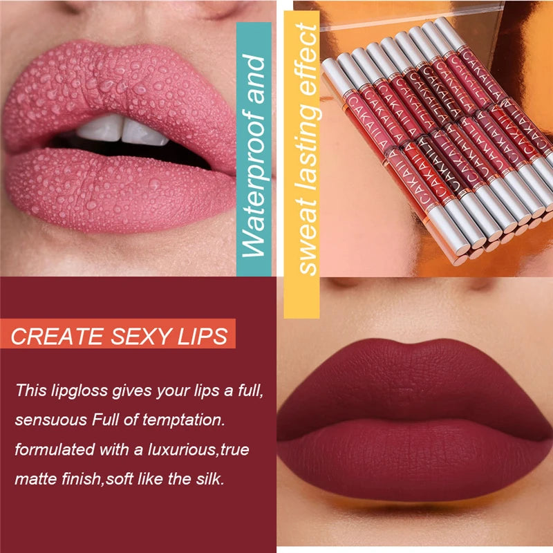 18 Colors Lipsticks Waterproof Sexy Matte Lip Gloss Women Makeup Long Lasting Red Pink Nude Liquid Lipstick Cosmetics