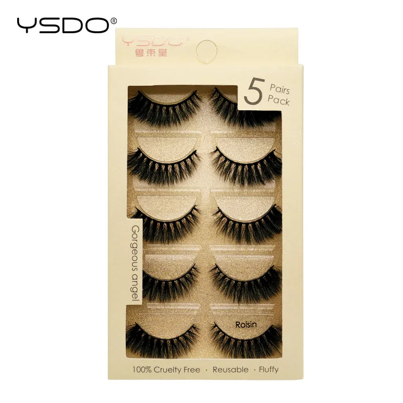 YSDO 5 pairs eyelashes makeup mink strip lashes dramatic eyelashes faux cils natural false eyelashes extension 3d mink eyelashes