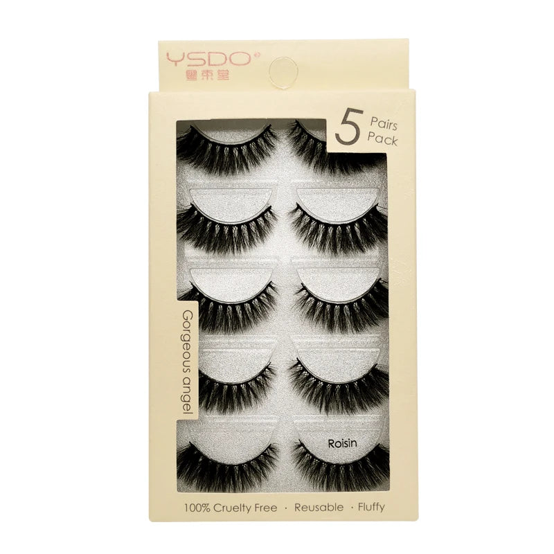 YSDO 3/5 Pairs 3D Mink False EyeLashes Winged Lashes Thick EyeLashes Makeup Fake EyeLashes Volume Lash Dramatic Mink EyeLashes
