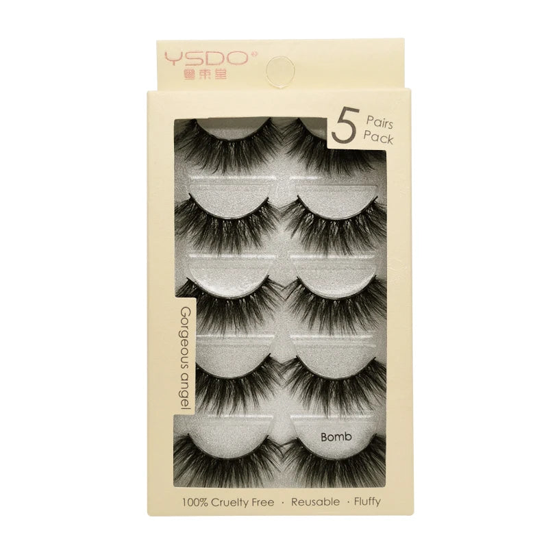 YSDO 3/5 Pairs 3D Mink False EyeLashes Winged Lashes Thick EyeLashes Makeup Fake EyeLashes Volume Lash Dramatic Mink EyeLashes