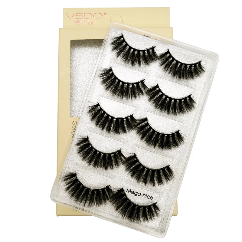 YSDO 3/5 Pairs 3D Mink False EyeLashes Winged Lashes Thick EyeLashes Makeup Fake EyeLashes Volume Lash Dramatic Mink EyeLashes