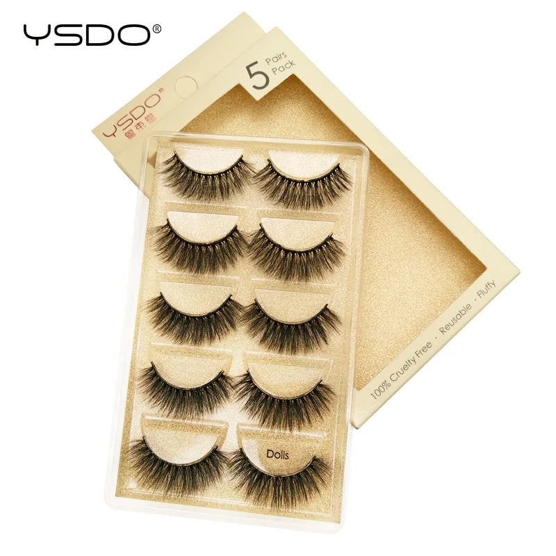 YSDO 5 pairs eyelashes makeup mink strip lashes dramatic eyelashes faux cils natural false eyelashes extension 3d mink eyelashes