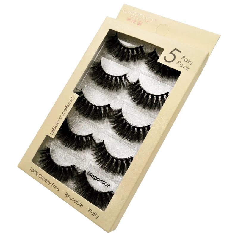 YSDO 3/5 Pairs 3D Mink False EyeLashes Winged Lashes Thick EyeLashes Makeup Fake EyeLashes Volume Lash Dramatic Mink EyeLashes