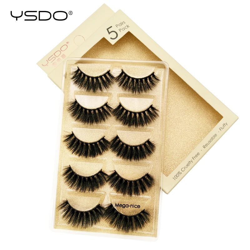 YSDO 5 pairs eyelashes makeup mink strip lashes dramatic eyelashes faux cils natural false eyelashes extension 3d mink eyelashes