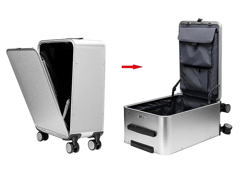 kmikli 100% All Aluminum travel rolling luggage new luxury fashion suitcase spinner carry on trolley case 16/20/24 inch