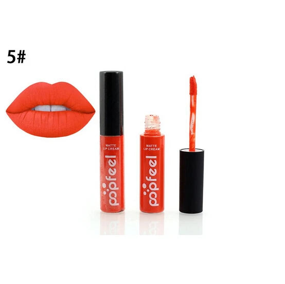 New 12 Color Liquid Waterproof Elegant Matte Smooth Lipstick Lip Stick Lipgloss Long Lasting Sexy Nude Lip Gloss P128#